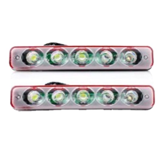 GÜNDÜZ LEDİ FARI DİKDÖRTGEN 5 LEDLİ METAL MERCEKLİ 193X30X45MM 0806008