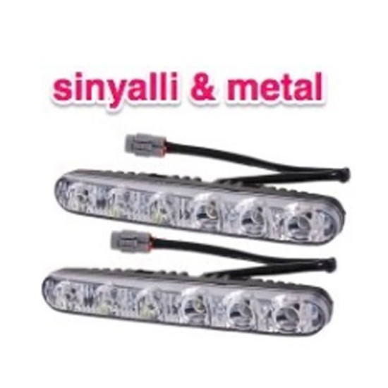 GÜNDÜZ LEDİ FARI DİKDÖRTGEN 6 LEDLİ METAL SİNYALLİ 165X20X35MM 0806016