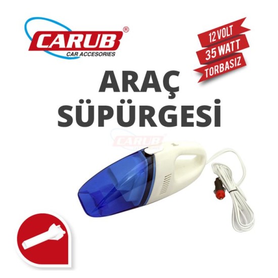 OTO ARAÇ SÜPÜRGESİ ÇAKMAKTAN 12V SİYAH MAVİ