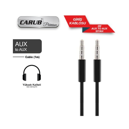 AUX KABLO 1M SİYAH STEREO MİC.Lİ 4 BOĞUM 5901899