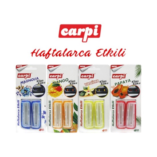 OTO BAKIM KOKU HAVALANDIRMA KLİPS 4LÜ MANGO-PAPATYA-VANİLYA MANGOLİA 0955091