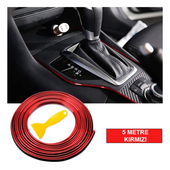 ÇITA SIKIŞTIRMALI DEKORATİF ŞERİT FİTİL PLASTİK 5M KIRMIZI 0803055
