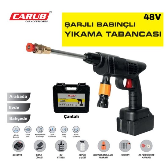 OTO YIKAMA TABANCASI BASINÇLI ŞARJLI+ÇANTALI+APARATLI 1 BATARYA 0922536