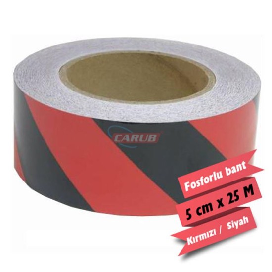 FOSFOR BANT 5CMX25MT ÇAPRAZ KIRMIZI-SİYAH 2406008