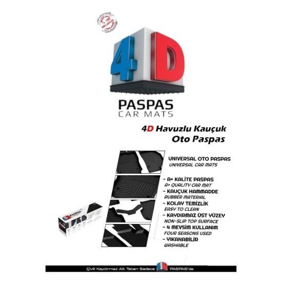 PASPAS KAUÇUK ORJİNAL MODEL 4D VW VOLKSWAGEN CRAFTER (ÖN ÇİFT KOLTUK) 2006-2022 4DS-86092-B ÜNLAKS