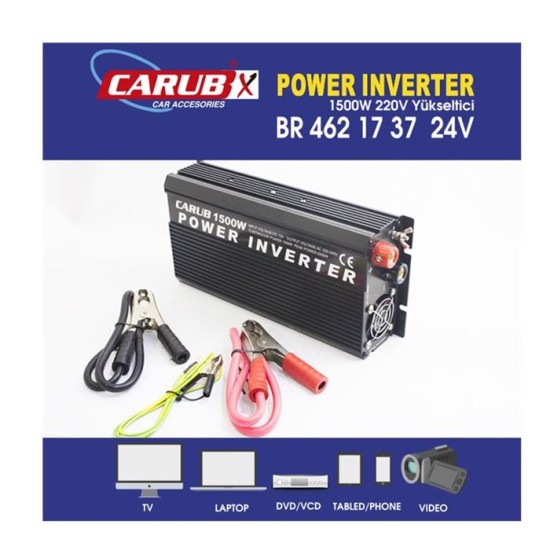 İNVERTÖR 24V-220V YÜKSELTİCİ 1500W USBLİ 4601004
