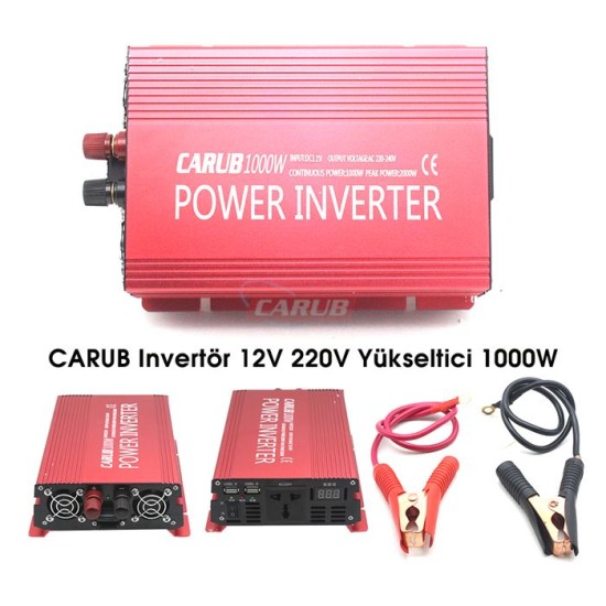 İNVERTÖR 12V-220V YÜKSELTİCİ 1000W USBLİ AKÜ MAŞ + ÇAKMAK UCU 4621761