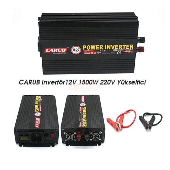 İNVERTÖR 12V-220V YÜKSELTİCİ 1500W USBLİ AKÜ MAŞ + ÇAKMAK UCU 4621763