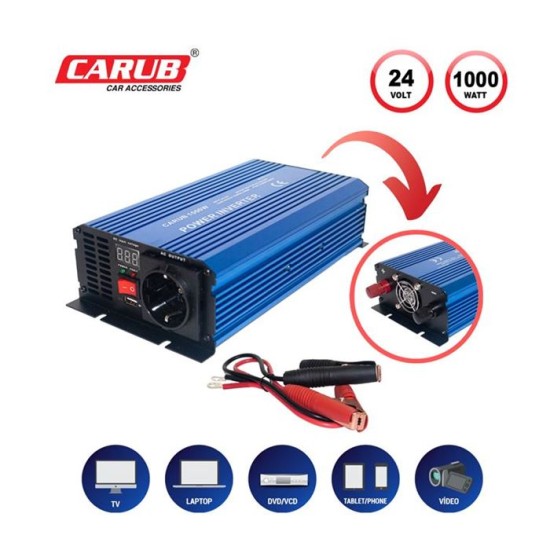 İNVERTÖR 24V-220V YÜKSELTİCİ 1000W USBLİ 4621861