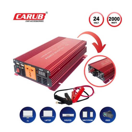İNVERTÖR 24V-220V YÜKSELTİCİ 2000W USBLİ 4621865